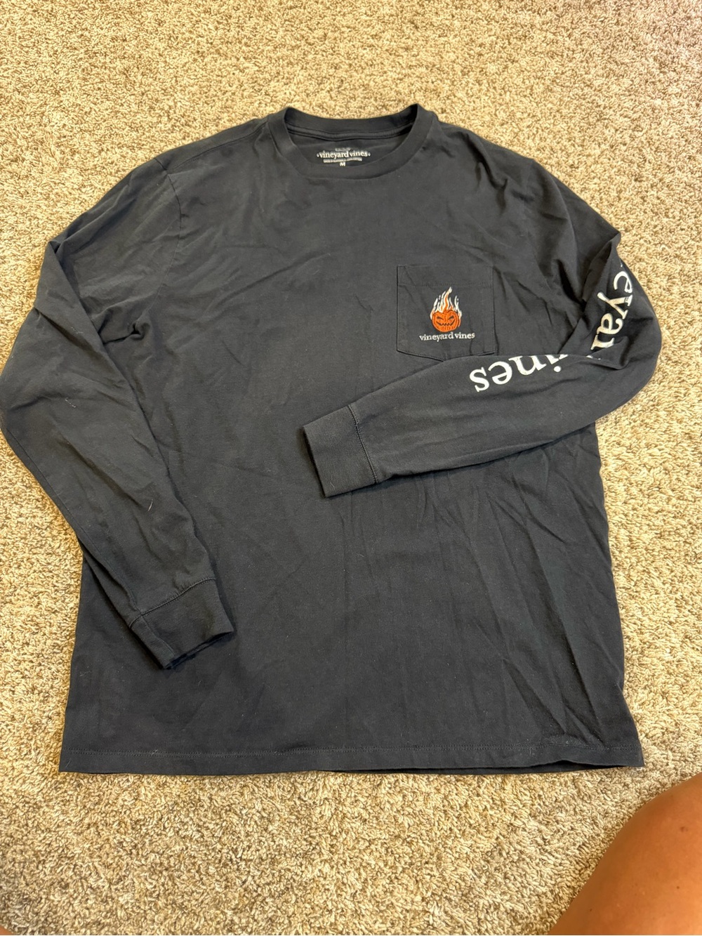 Vineyard Vines Navy Long-Sleeve Pocket Tee Halloween Edition